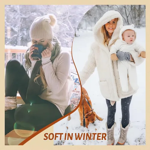 Vista 4 de Sundwudu Paquete de 2 leggings gruesos con forro polar con bolsillos para mujer, de cintura alta, térmicos, cálidos, pantalones de yoga de invierno