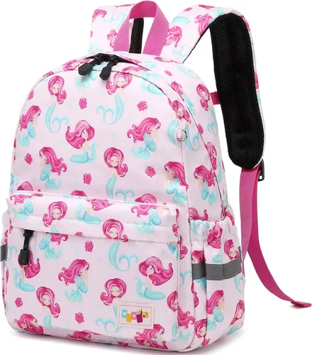Vista 3 de MIRLEWAIY Mochila para niños pequeños con bolsa para monedas, Sirena rosa, Mochilas para mochila