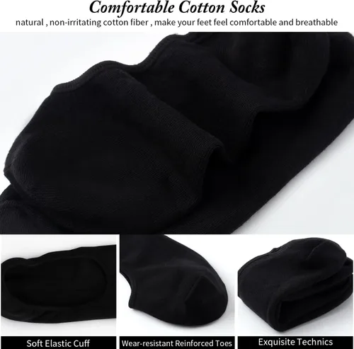 Vista 2 de 6 Pack Mens No Show Socks Casual Low Cut Thin Loafers Non Slip Boat Liners