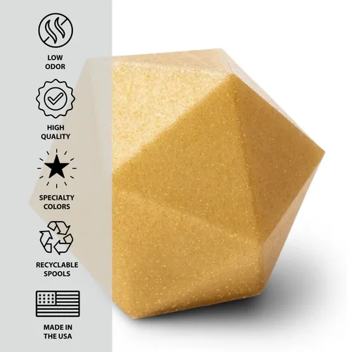 Vista 5 de Protopasta Filamento para Impresora 3D Filamento PLA 1.75mm Oro Polvo de Brillo HT PLA Carrete de 500g
