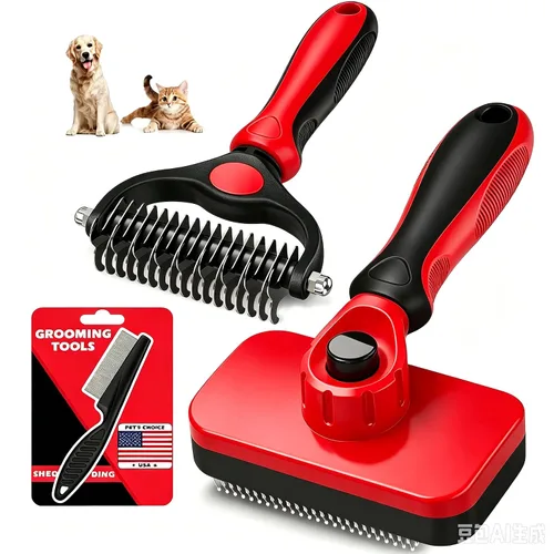 Vista 11 de Cepillo profesional de limpieza automática y rastrillo de aseo de mascotas y peine de pulgas para perros, gatos y caballos Peine de Negro