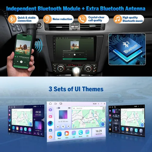Vista 8 de Eonon 4+64GB estéreo para coche de 9 pulgadas CarPlay Radio para BMW Serie 3 2005-2013 (E90/E91/E92/E93), Android Auto pantalla táctil estéreo