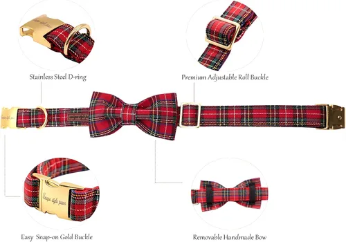 Vista 9 de Unique style paws - Collar para perros con corbatín, collar ajustable para perros y gatos, pequeño, mediano y grande