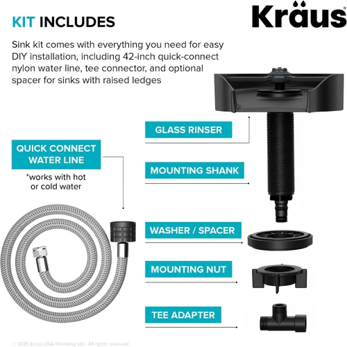 Vista 5 de KRAUS CleanMate Enjuagadora de Vasos para Lavabo de Cocina en Acabado de Color Negro Mate, KGR-500MB