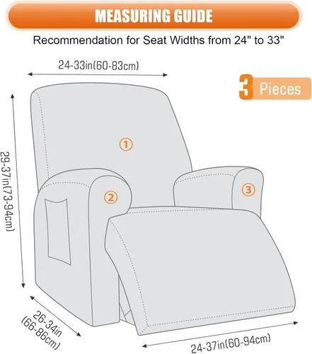 Vista 3 de VANSOFY Funda para silla reclinable, 3 piezas elásticas para silla reclinable, funda suave para silla reclinable, protector de muebles para perros