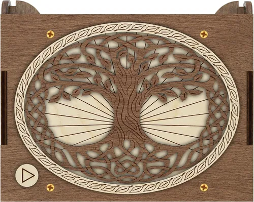 Vista 2 de Celtic Tree of Life - Caja de música MP3 personalizada, reproduce cualquier canción, impresión de fotos personalizada y texto