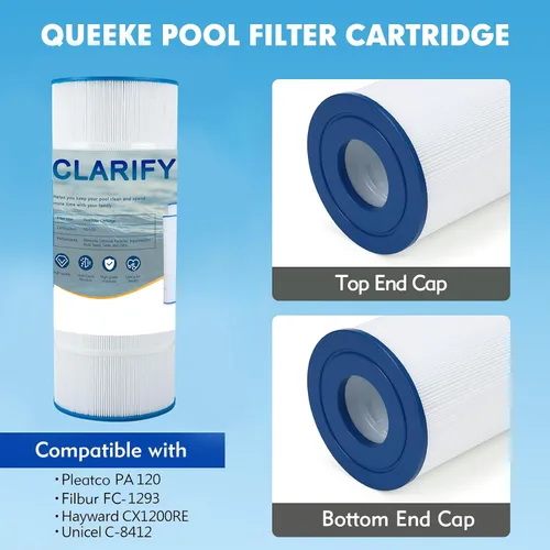 Vista 2 de CLARIFY Filtro de repuesto para piscina compatible con PA120, C1200, CX1200RE, Filbur FC-1293, Ultra-B2, Waterway Clearwater II, Pro Clean 125