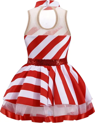 Vista 2 de Vestido tutú de princesa para niñas, disfraz de princesa de Papá Noel para cosplay, fiesta de Navidad, traje de baile