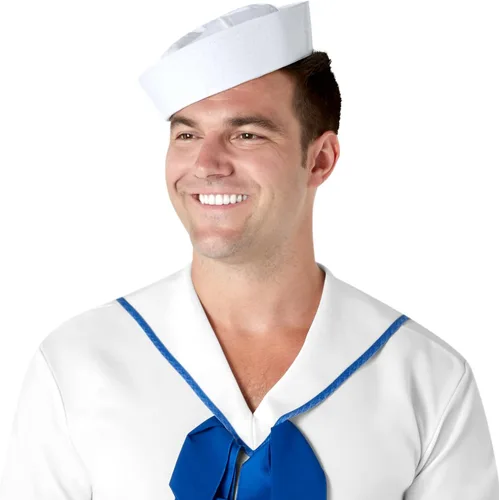 Vista 4 de Forum Novelties Gorro de marinero, unisex., Militar, Talla estándar, Blanco