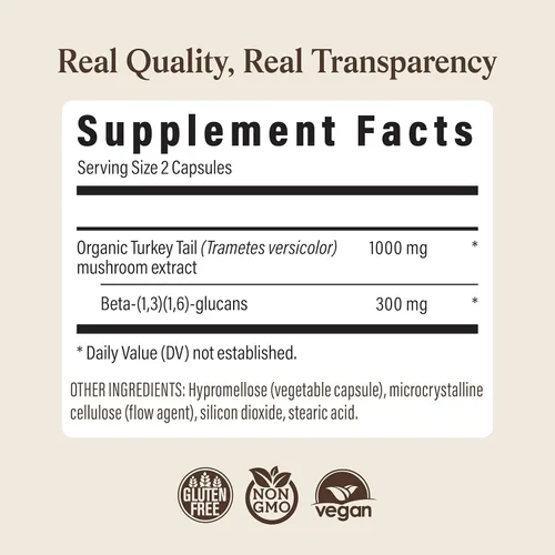 Vista 9 de Real Mushrooms Cápsulas de Cola de Pavo – Extracto de Hongo Orgánico para el Bienestar y Ritmo Diario – Vegano, Sin GMO, Sin Rellenos Extracto