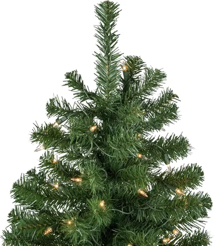 Vista 4 de Árbol de Navidad artificial de abeto Norfolk preiluminado de 7 pies, luces transparentes