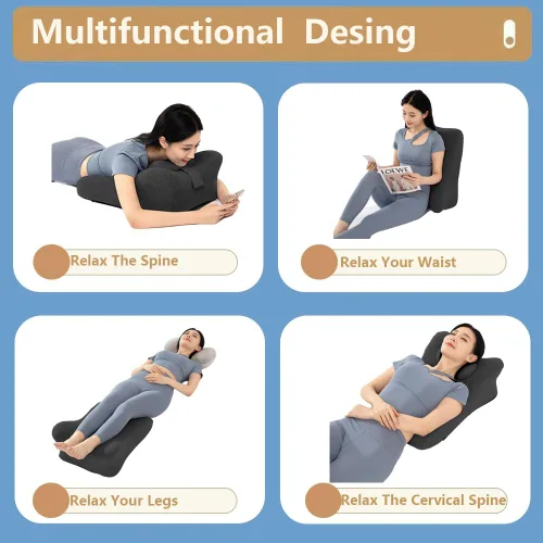 Vista 3 de Almohada de espalda para cama sentada, almohada de lectura vertical, soporte de espalda, cojín de boca abajo, alivio del dolor de cuello, piernas