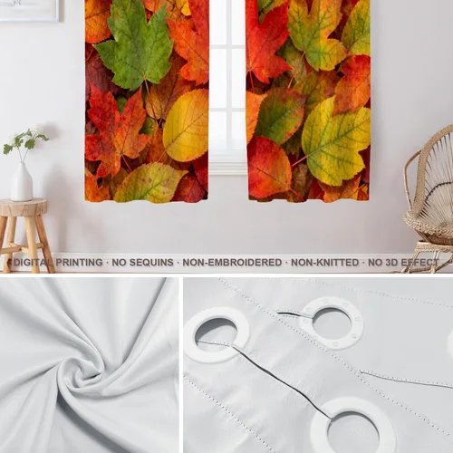 Vista 383 de Shrahala Orange Autumn Autumn Blackout Curtain Tiers, Fall Kitchen Valance Light Blocking Tier Drapes with Rod Pocket, 2 Pack 26 X 24 in