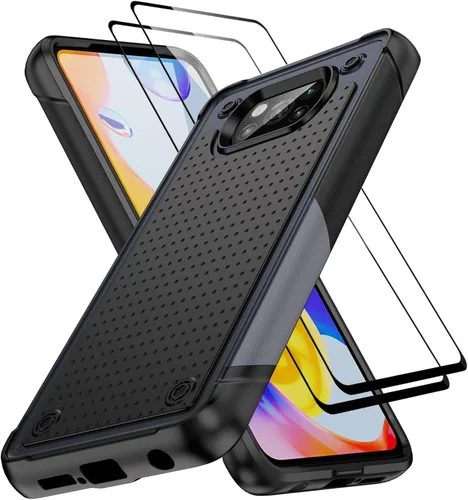 Vista 14 de Jeylly Funda para Xiaomi Poco X3 NFC con protector de pantalla de vidrio templado [2 paquetes], resistente a prueba de golpes, funda protectora
