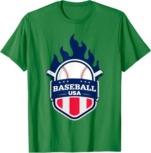 Vista 5 de Baseball USA Support the Team Shirt - Camiseta con la bandera de Estados Unidos, Blanco, S