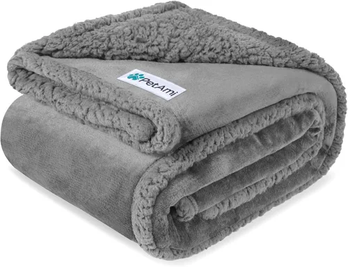 Vista 16 de PetAmi - Manta impermeable para perros medianos, cachorros, gatos pequeños Manta de forro polar suave para mascotas para sofá Cubierta gruesa