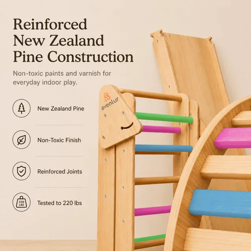 Vista 6 de Avenlur Hazel - Juego de triángulos Pikler 5 en 1, juguetes de escalada para interiores Montessori Climbing Set & Indoor Playground: Triangle