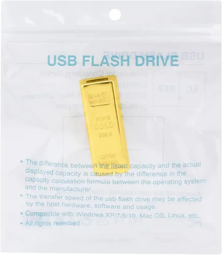 Vista 8 de BorlterClamp - Unidad flash USB de 32 GB con forma de barra dorada, unidad USB divertida para almacenamiento externo de datos