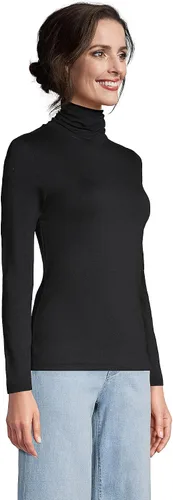 Vista 3 de Lands' End - Suéter ajustado, ligero, de cuello alto y manga larga para mujer