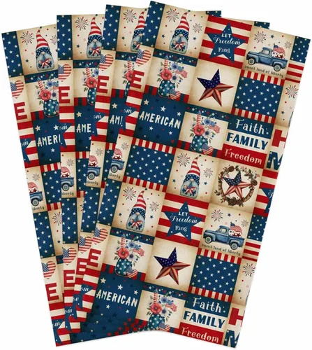 Vista 22 de Toallas de cocina patrióticas del 4 de julio, paños de limpieza de microfibra con estrella de la bandera americana, toallas de cocina, baño, toallas
