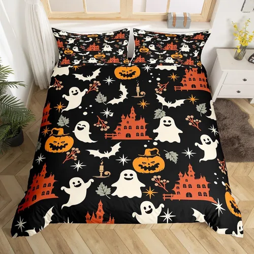 Vista 35 de Feelyou Juego de ropa de cama de Navidad gris para niños, tamaño individual, funda de edredón enana de Navidad para niños, niñas, adolescentes