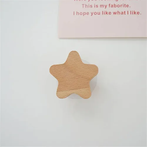 Vista 5 de 2 pomos de madera con forma de estrella, pomos decorativos de madera para aparador con tornillos, tiradores de tocador de madera sin terminar, pomos