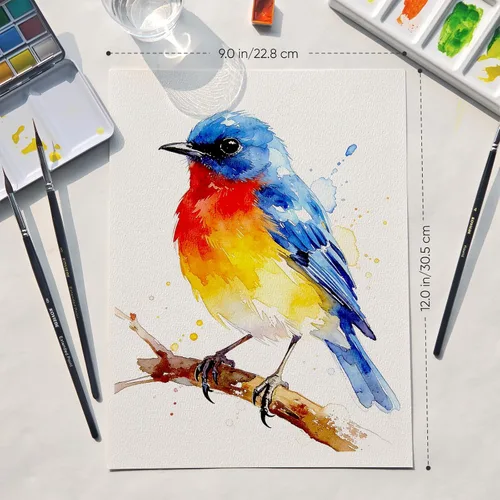 Vista 5 de KOVIEDE Bloc de papel de acuarela de 9 x 12 pulgadas (20 hojas), papel de acuarela de 140 libras/300 GSM, cuaderno de bocetos prensado en frío