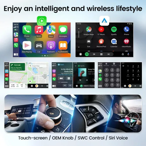 Vista 4 de CarlinKit Adaptador 4.0 CP2A para coche CarPlay con cable, 2 en 1 Convertir CarPlay con cable a inalámbrico, Android Auto inalámbrico para Android