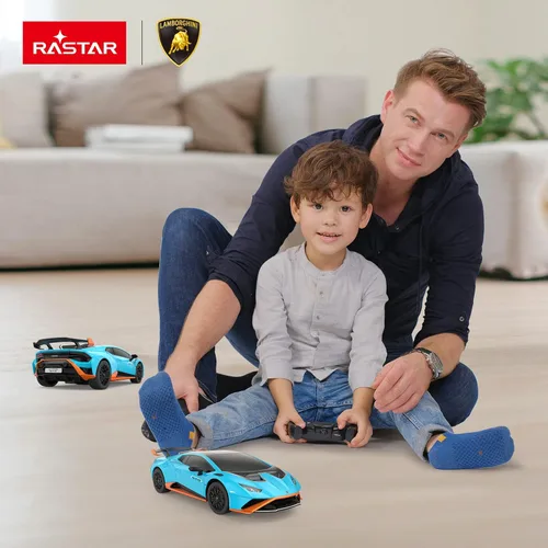 Vista 8 de RASTAR por Lamborghini Huracan STO RC Car 1:24 Escala Control Remoto Coche de Juguete, Vehículo Modelo R/C para Niños Negro RC - Azul
