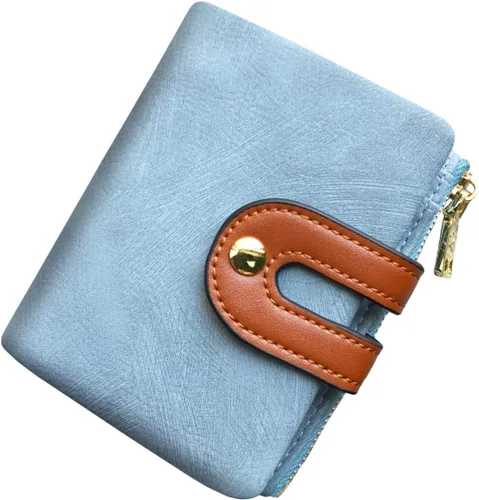 Vista 36 de AOXONEL Cartera pequeña de cuero plegable Rfid para mujer, con cremallera, bolsillo para tarjeta de identificación, delgada, compacta y delgada