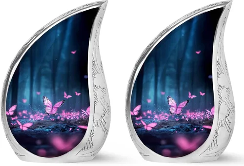 Vista 26 de YATSKIA Urnas de cremación de mariposa rosa para cenizas humanas, hombre adulto, urna funeraria para cenizas para mujeres, paquete de 1, 3 pulgadas