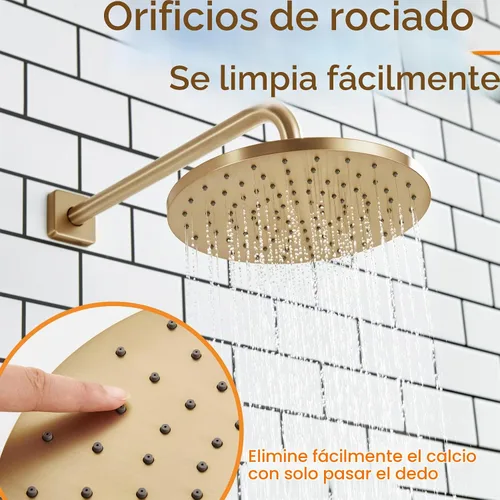 Vista 9 de Rainhead SH001CPG-D10 - Cabezal de ducha fijo de 10 pulgadas para baño, alta presión, 2.5 GPM, con ángulo ajustable, bronce champán