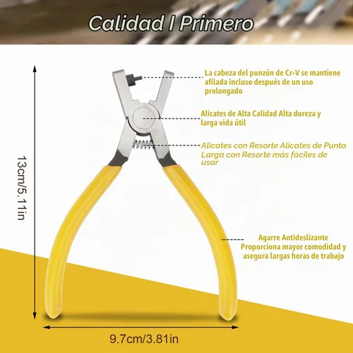 Vista 7 de Alicates Perforadores de Agujeros de Cuero para Correa de Reloj, Alicates Perforadores de Agujeros Redondos Universales de 2.0mm, Herramienta