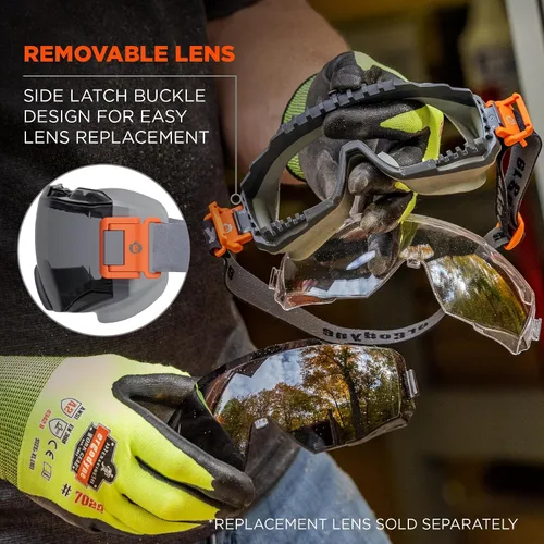 Vista 5 de Ergodyne Skullerz MODI - Gafas de seguridad protectoras OTG, ventilación indirecta, antiniebla, resistentes a los arañazos