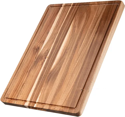 Vista 10 de Tabla de cortar de bambú, tabla de cortar extra grande de 30 x 20, tablas de cortar de madera para cocina, con ranura para jugo, tabla de cortar