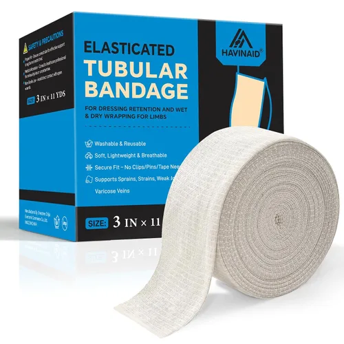 Vista 8 de Vendaje de soporte tubular elástico sin látex con tela Stockinette, manga de compresión tubular transpirable para soporte de articulaciones