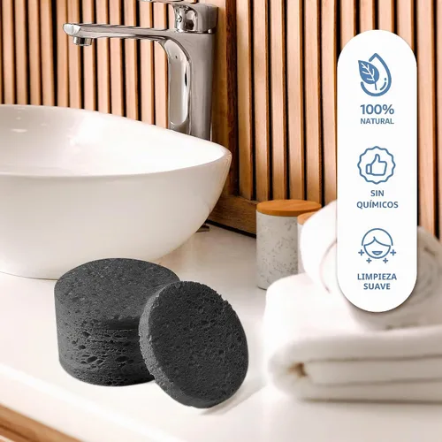 Vista 7 de GAINWELL 50 esponjas faciales comprimidas negras para limpieza facial diaria y exfoliación, esponjas 100% naturales para cosmética y spa para Negro