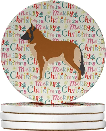 Vista 31 de AIDI Atlas Mountain Dog Merry Christmas - Posavasos grandes de piedra arenisca, paquete de 4