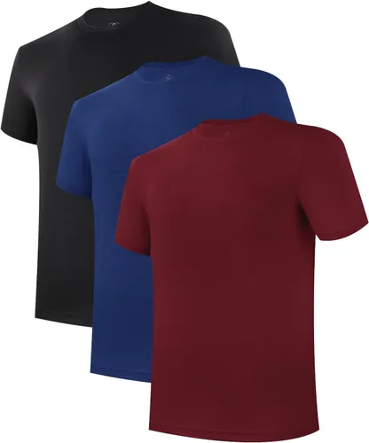 Vista 10 de BAMBOO COOL Camisetas de enfriamiento para hombres con tecnología de absorción de humedad, camisetas básicas elásticas de cuello redondo, 3 paquetes