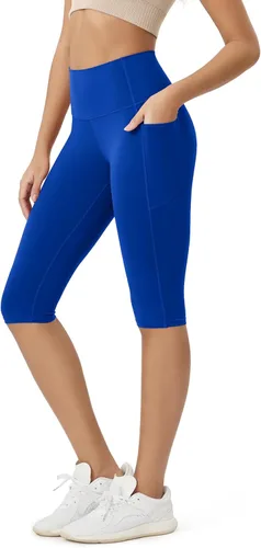 Vista 11 de ODODOS Pantalones capri de yoga suaves como mantequilla para salón con bolsillos para mujeres, leggings capri de cintura alta de 14"/19"/21