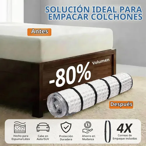Vista 2 de Bolsa de vacío para colchón de espuma con 4 correas ajustables, Queen/Full