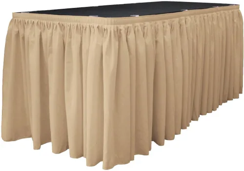 Vista 23 de LA Linen Falda de mesa de popelina de poliéster para mesas rectangulares, tela plisada para banquetes de boda, 14 pies por 29 pulgadas de largo