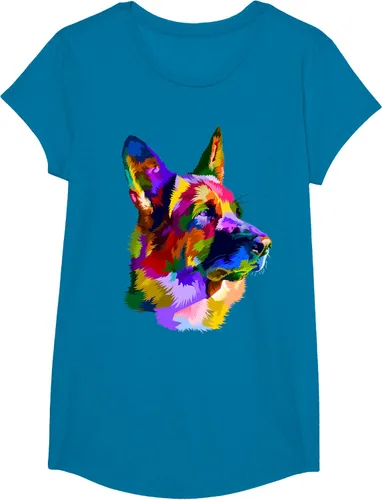 Vista 86 de Camiseta con retrato de pastor alemán para dueños de perros, Negro, S