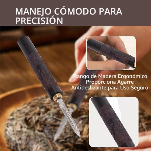 Vista 2 de Cuchillo de té Puerh de acero inoxidable con mango de madera, picahielo profesional y herramienta de pastel de té para romper ladrillos, aguja