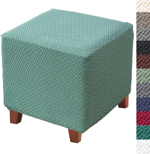 Vista 13 de Bifaun Vogel - Funda otomana, fundas elásticas de jacquard con parte inferior elástica, fundas de almacenamiento plegables gruesas para reposapiés