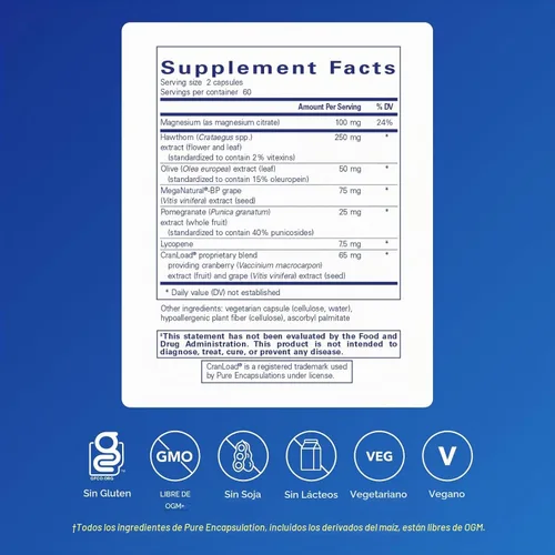 Vista 2 de Pure Encapsulations Relajación vascular Combinación hipoalergénica para una relajación vascular saludable y salud circulatoria general 120