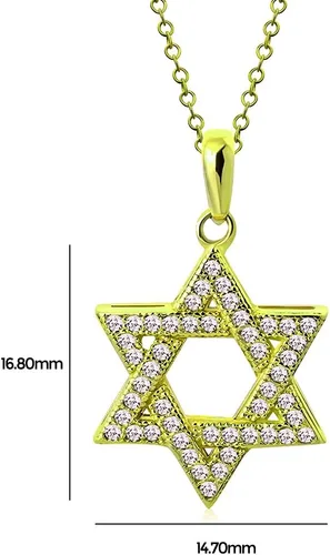 Vista 16 de Collar con colgante de plata de ley 925 con estrella judía de David con circonita cúbica blanca