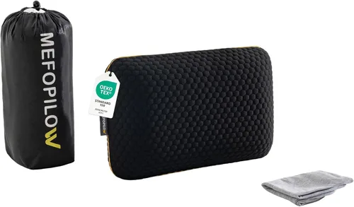 Vista 14 de Almohada de viaje de espuma viscoelástica con funda lavable y bolsa de transporte, almohada de cuello compacta, suave y transpirable para avión
