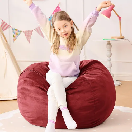 Vista 25 de Puf para niños – Silla redonda de espuma viscoelástica de 2.5 pies – Sofá puff para niños y adolescentes con funda de microfibra suave – Sofá