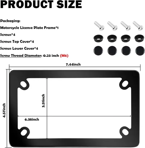 Vista 2 de Kit de marcos para matrícula de motocicleta, soporte de marco de matrícula de motocicleta de acero inoxidable con patrón de fibra de carbono